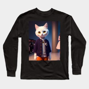 Cat Model - Modern digital art Long Sleeve T-Shirt